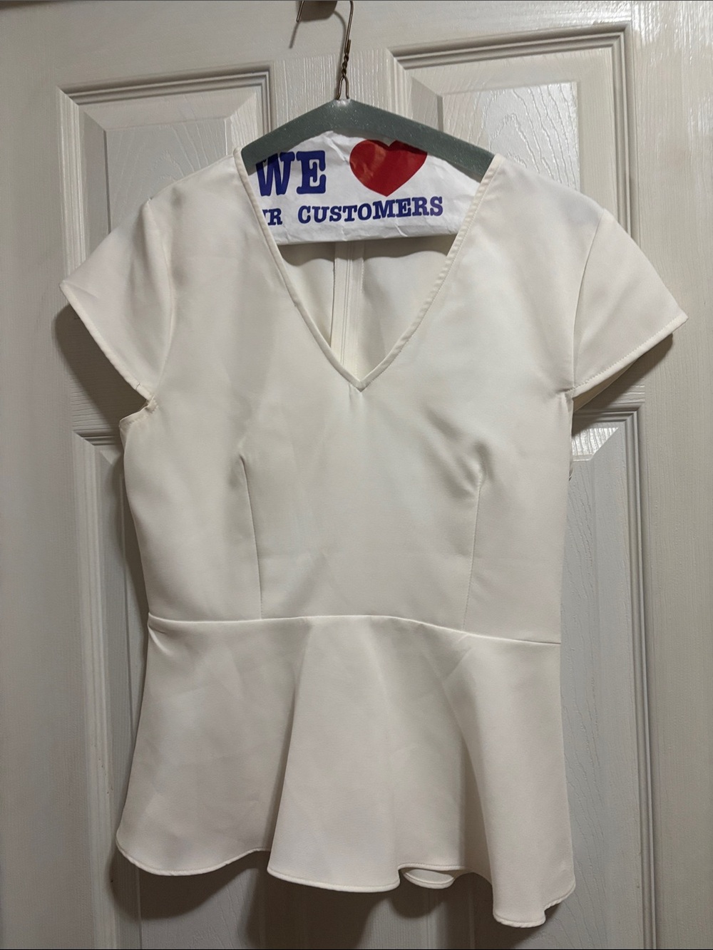 Reux Cream Peplum V-Neck Top